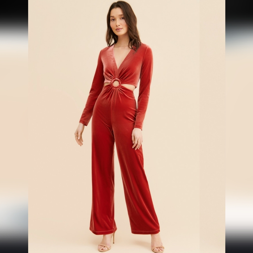 Anthropolgie Awaylee‎  Velvet Cutout Jumpsuit